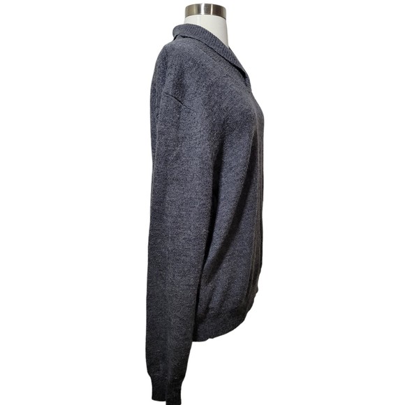 Joseph Abboud Men Gray Knit Sweater Wool Long Sleeve Shawl Neck Pullover Large - Picture 3 of 7